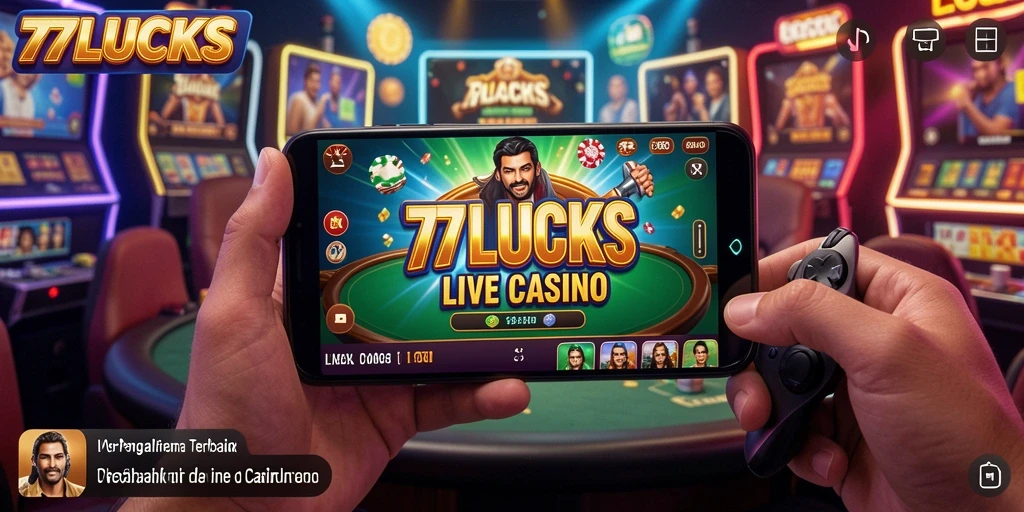 Tampilan gameplay Live Casino yang mendebarkan di 77LUCKS.