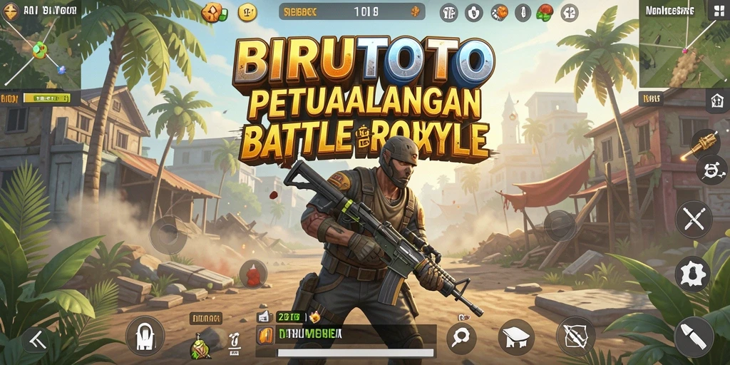 Tampilan gameplay seru dari BIRUTOTO dalam pertempuran Battle Royale.