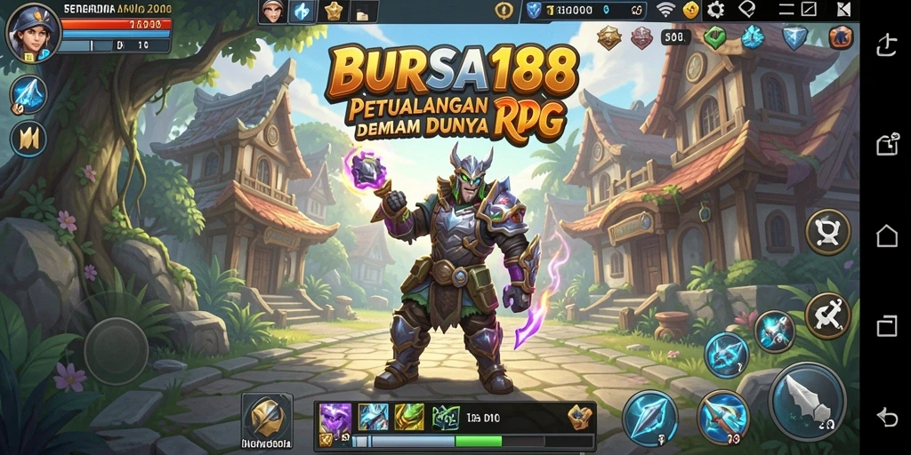 Screenshot menunjukkan aksi seru dalam pertempuran RPG BURSA188.