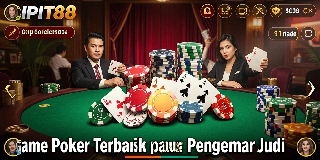 Screenshot gameplay CIPIT88 yang menunjukkan suasana poker yang mendebarkan.