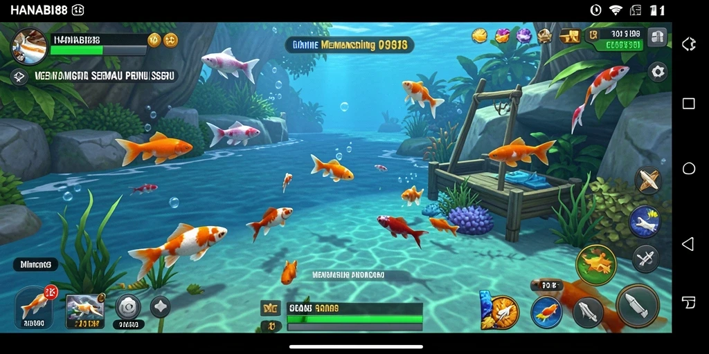 Screenshot utama HANABI88 menampilkan gameplay seru memancing ikan.