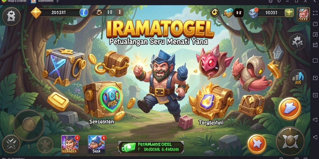 Tampilan utama gameplay IRAMATOGEL yang menampilkan petualangan epik.