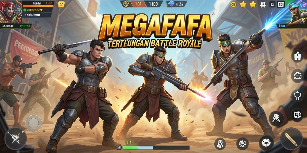 Tampilan aksi seru dalam gameplay MEGAFAFA saat bertarung.