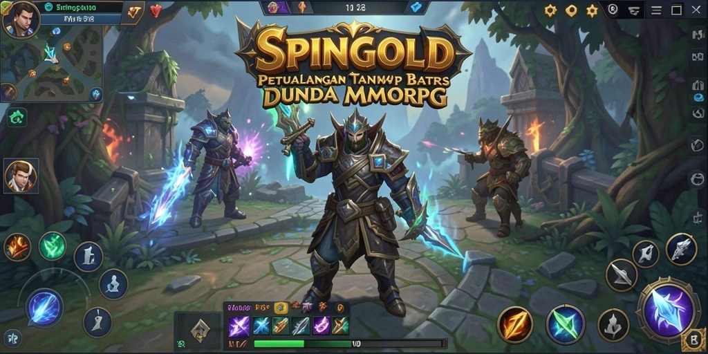 Tangkapan layar gameplay SPINGOLD yang menampilkan aksi pertempuran seru.