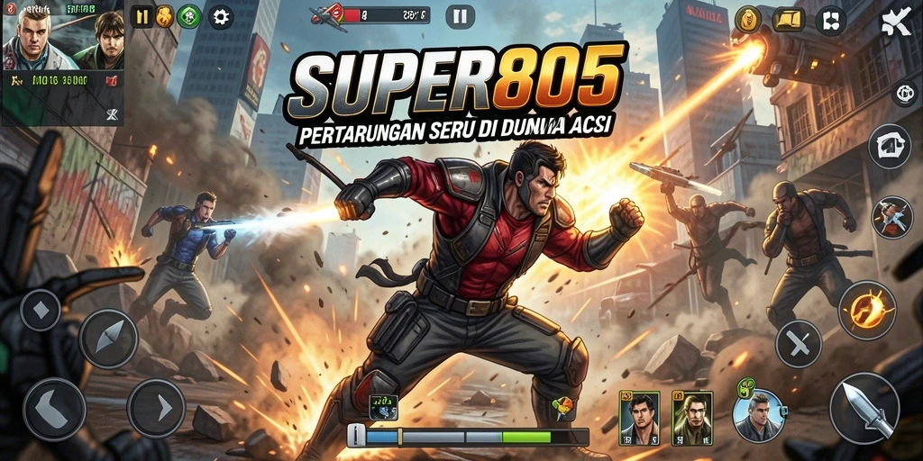 Screenshot menampilkan pertarungan aksi yang mendebarkan di SUPER805.