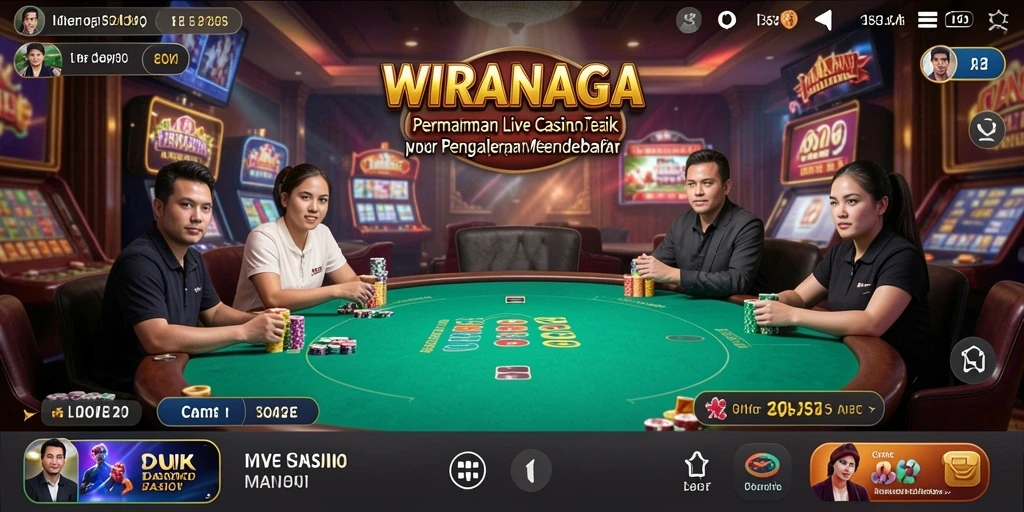 Screenshot utama WIRANAGA menampilkan dealer professional dalam permainan Live Casino.